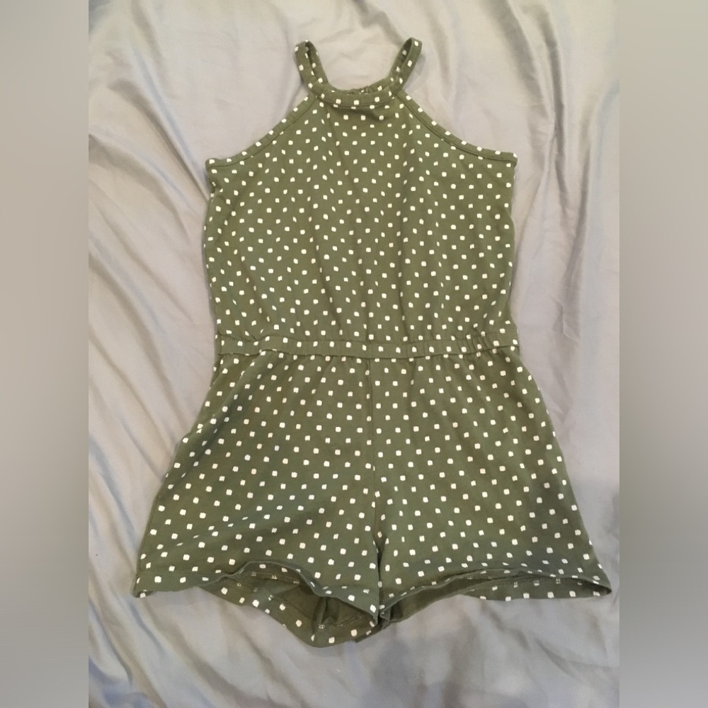 Old Navy Polk Dot Romper [Girls S | Olive Green & White]